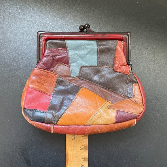 Vintage Leather Patchwork Leather Clutch Purse - Picture 15 of 16